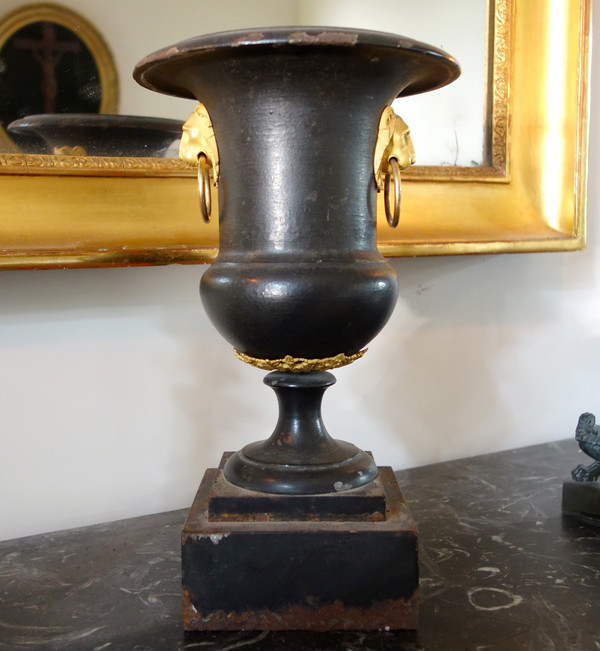 Rare cast iron and gilt bronze vase, Empire period