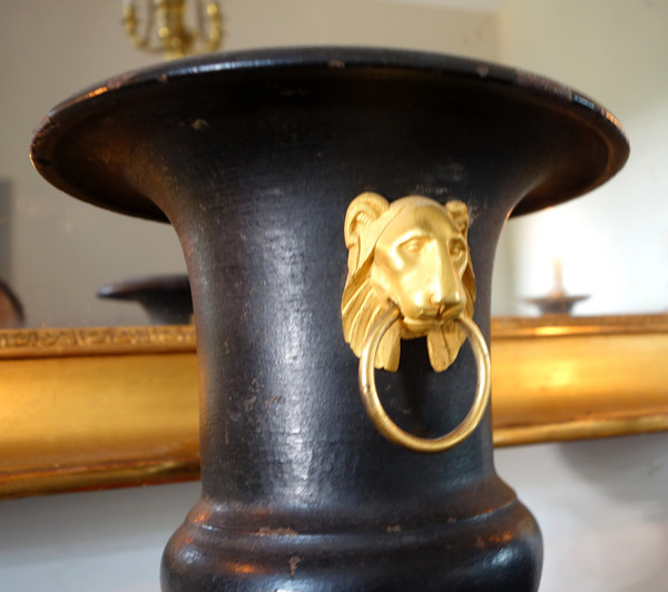 Rare cast iron and gilt bronze vase, Empire period