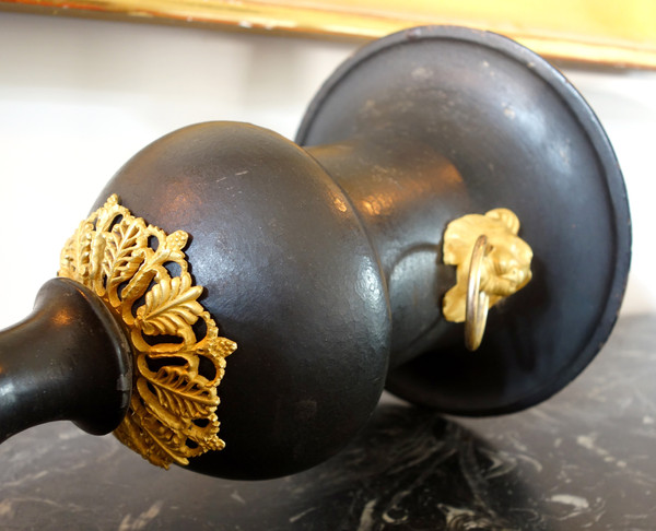 Rare cast iron and gilt bronze vase, Empire period