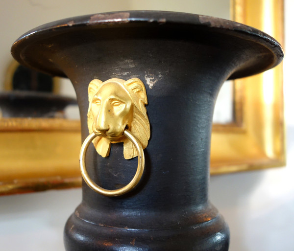 Rare cast iron and gilt bronze vase, Empire period