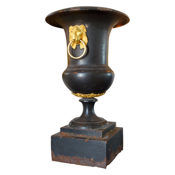 Rare cast iron and gilt bronze vase, Empire period