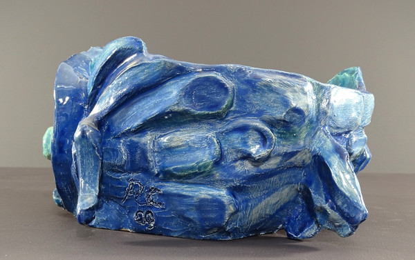 Philippe Rochette-castel (1941-2023), Vide-poches, enamelled Ceramics En Camaïeu De Bleu.