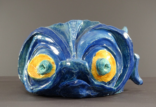 Philippe Rochette-castel (1941-2023), Vide-poches, enamelled Ceramics En Camaïeu De Bleu.