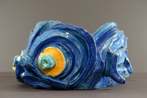 Philippe Rochette-castel (1941-2023), Vide-poches, enamelled Ceramics En Camaïeu De Bleu.