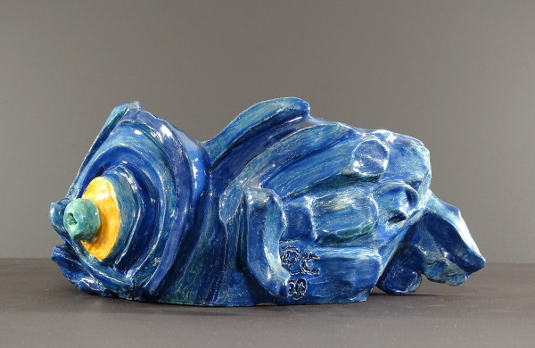 Philippe Rochette-castel (1941-2023), Vide-poches, enamelled Ceramics En Camaïeu De Bleu.