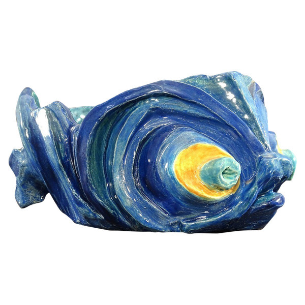 Philippe Rochette-castel (1941-2023), Vide-poches, enamelled Ceramics En Camaïeu De Bleu.