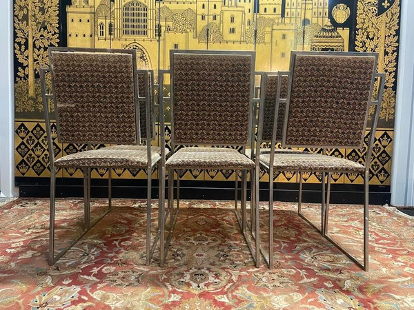 Suite de 6 chaises 1970 Willy Rizzo inox