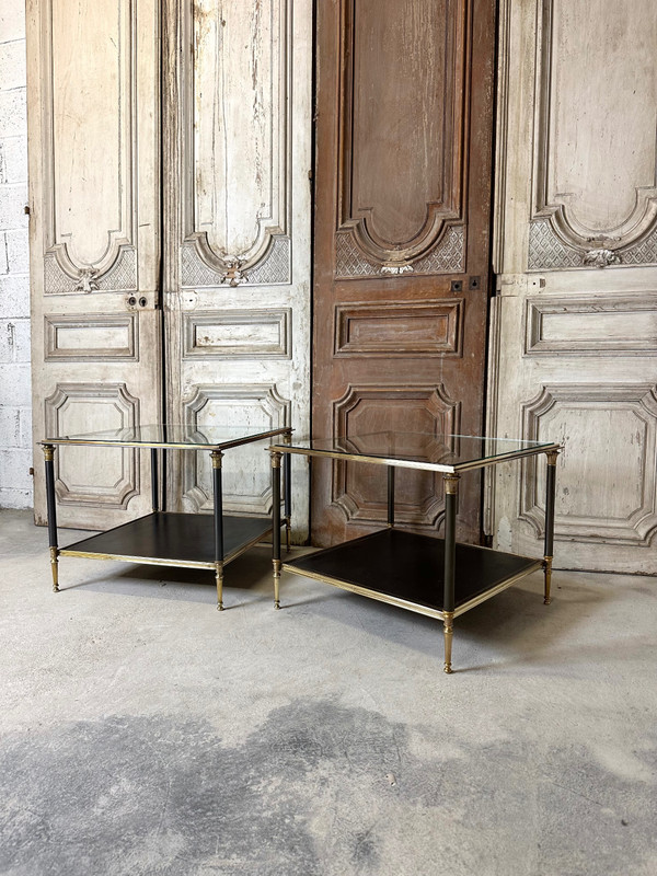 Paire de tables 20eme en bronze doré et patiné