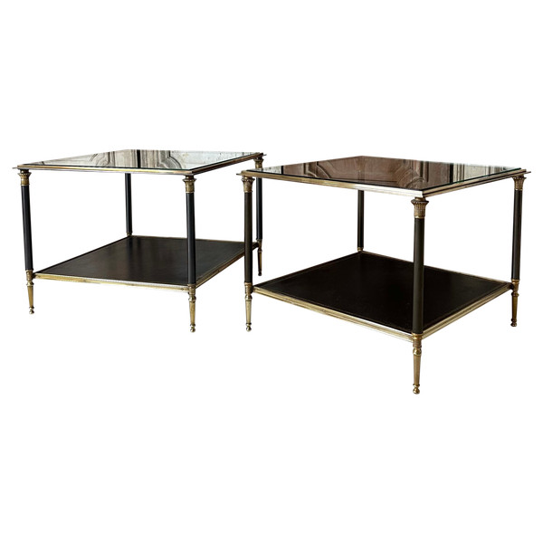 Paire de tables 20eme en bronze doré et patiné