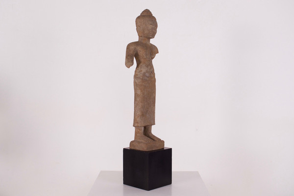 Khmer female deity in stoneware