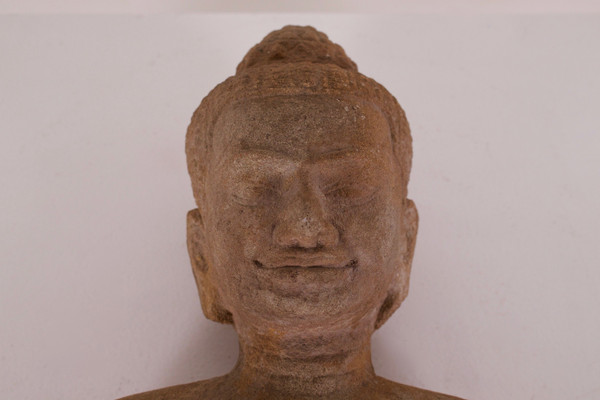Khmer female deity in stoneware