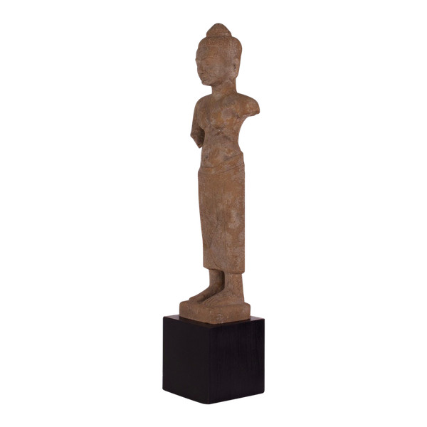 Khmer female deity in stoneware