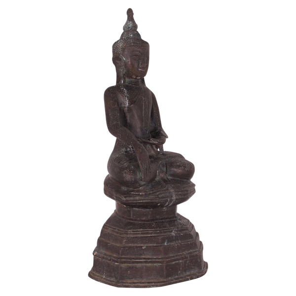 Buddha birmano in bronzo, regni Shan.
