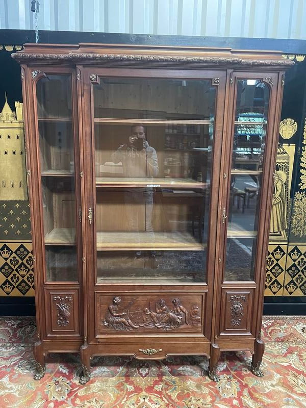 Libreria espositiva in mogano in stile impero