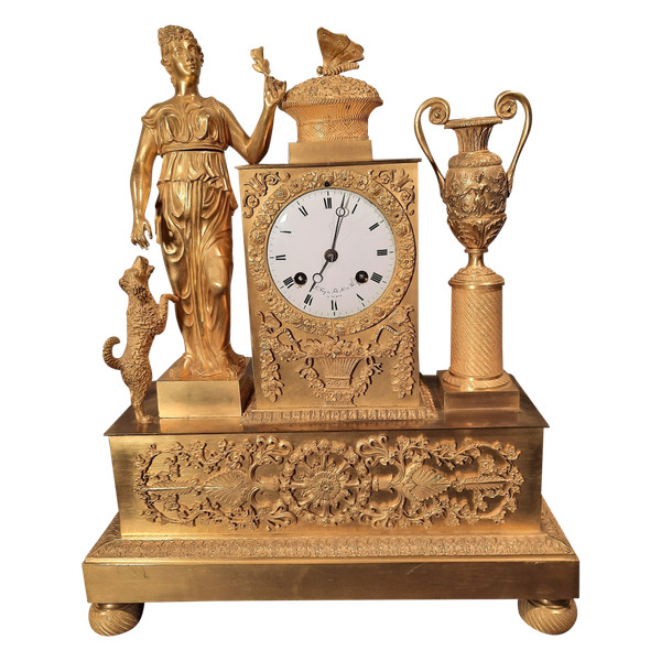 Empire period gilt bronze clock on the theme of peace and fidelity.