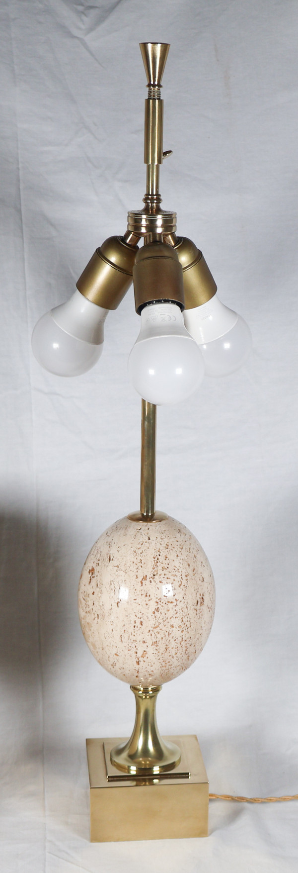 Maison CHARLES Lampe Ei aus Travertin 60/70er Jahre