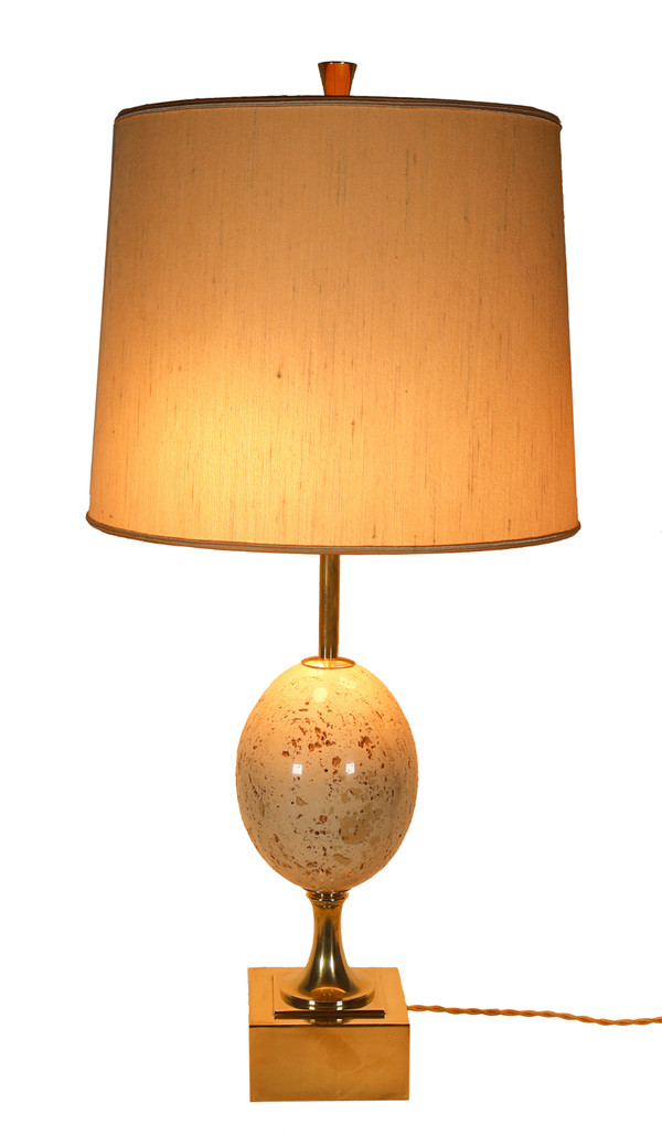 Maison CHARLES Lampe Ei aus Travertin 60/70er Jahre