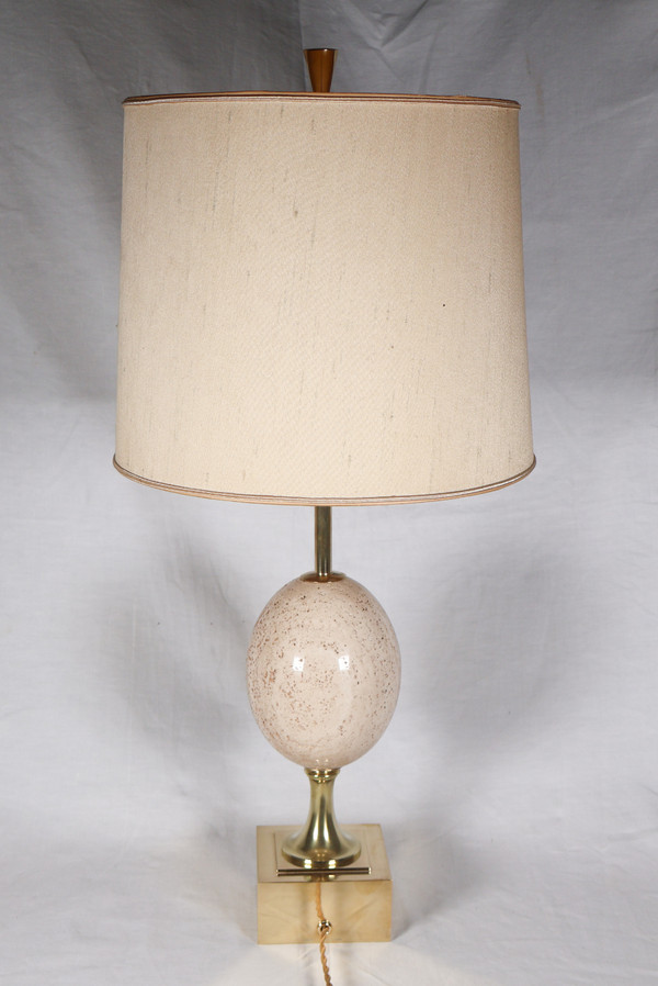 Maison CHARLES Lampe Ei aus Travertin 60/70er Jahre