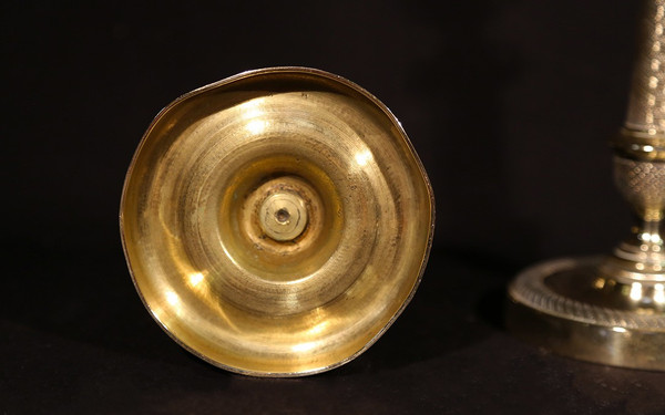 Pair of chiseled bronze candlestick Directoire period XVIIIth century