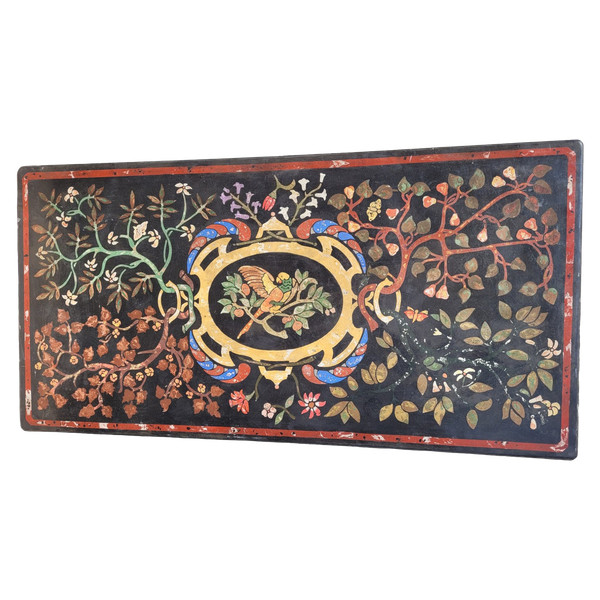 Scagliola, Décor Fleurs Et Oiseaux, Fin XIXème Début XXème Siècle