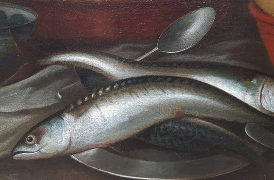 Scuola fiamminga del XVII secolo - Natura morta con pesce