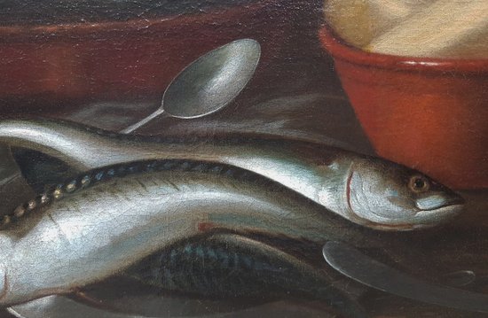 Scuola fiamminga del XVII secolo - Natura morta con pesce
