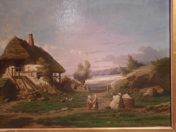 Tableau représentant un paysage signé Daligé de Fontenay (Alexis Léonard) d’époque XIXème siècle.
