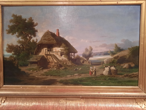 Tableau représentant un paysage signé Daligé de Fontenay (Alexis Léonard) d’époque XIXème siècle.