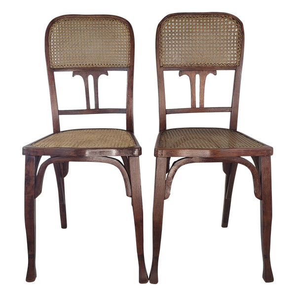 2 sedie in legno curvato in stile Art Nouveau