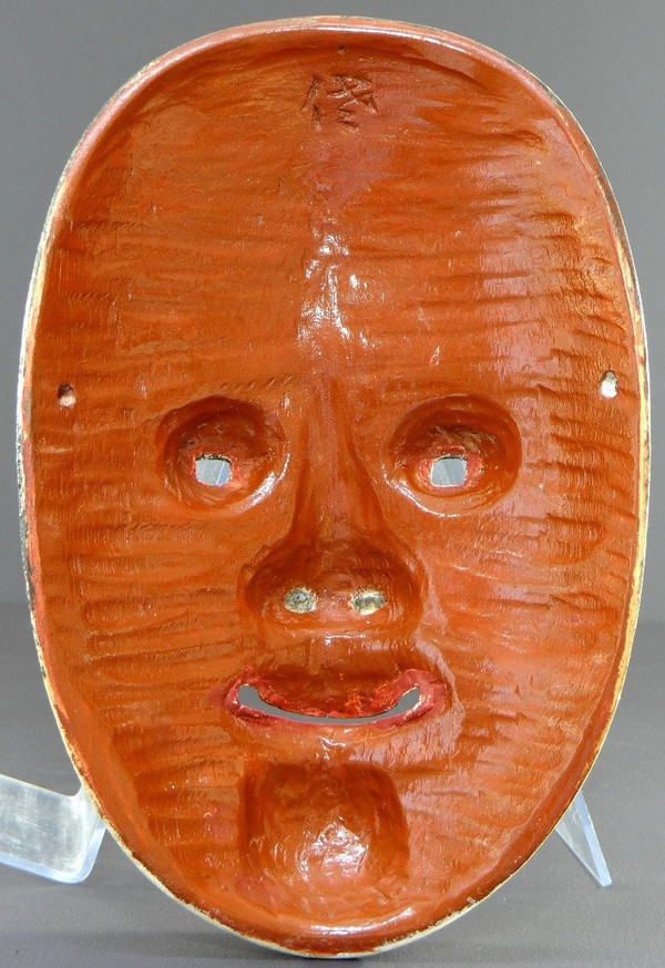 Japon, Début Du XXème Siècle, Masque De Théâtre Du Noh Personnage Ko-omote En Bois Polychrome. 