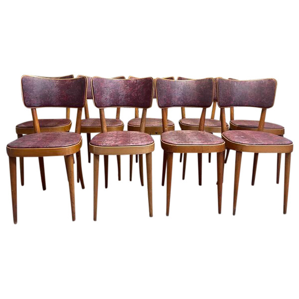 Set of 9 Baumann bistro chairs