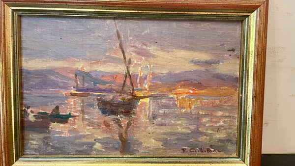 Marine of a Corsican Harbour by François Corbellini (1863 - 1943)
