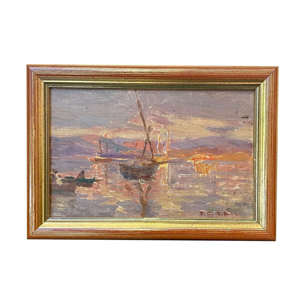 Marine of a Corsican Harbour by François Corbellini (1863 - 1943)
