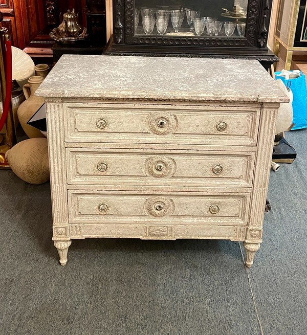 Louis XVI Style Trompe-l'Oeil Chest of Drawers, 19th Century