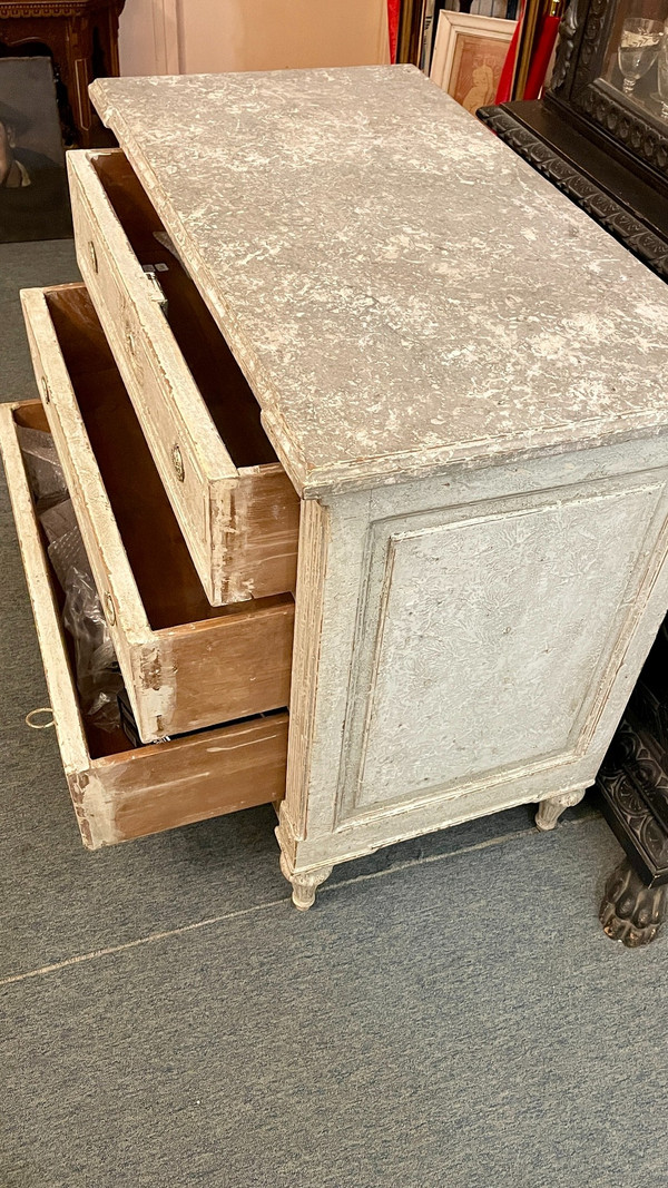 Louis XVI Style Trompe-l'Oeil Chest of Drawers, 19th Century