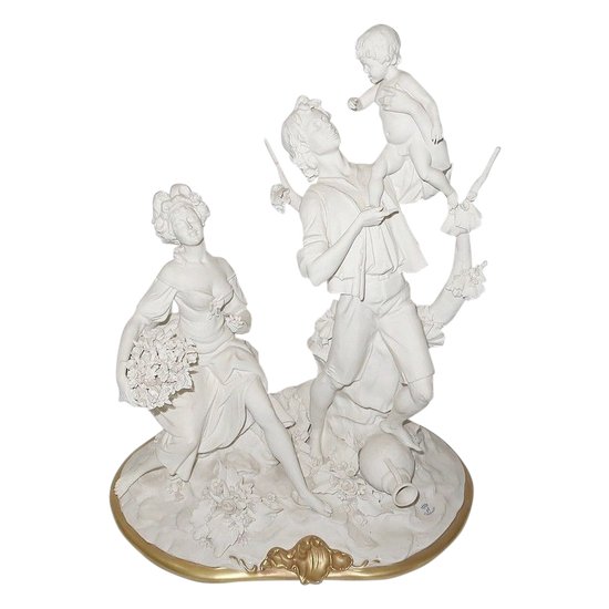  Biscuit group from Capodimonte, signed C. Villari – XXth