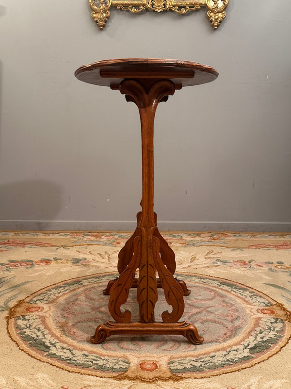 Emile Gallé, Raro tavolo con piedistallo Art Nouveau con rondini (1846 - 1904)