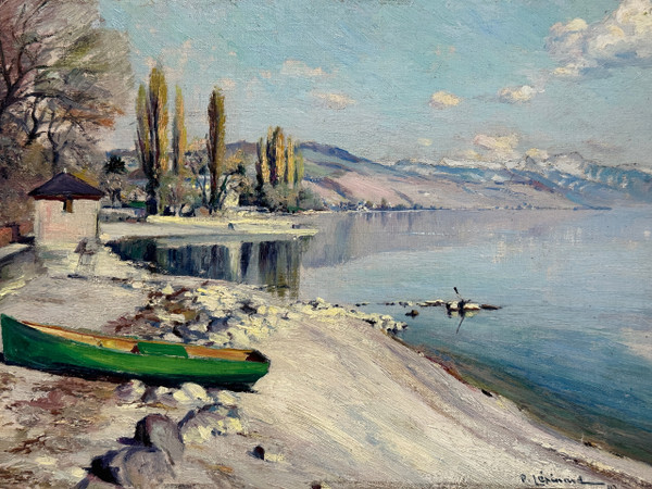 Paul Lépinard (1887-1963), Öl Auf Paneel Blick Auf Den See Signiert