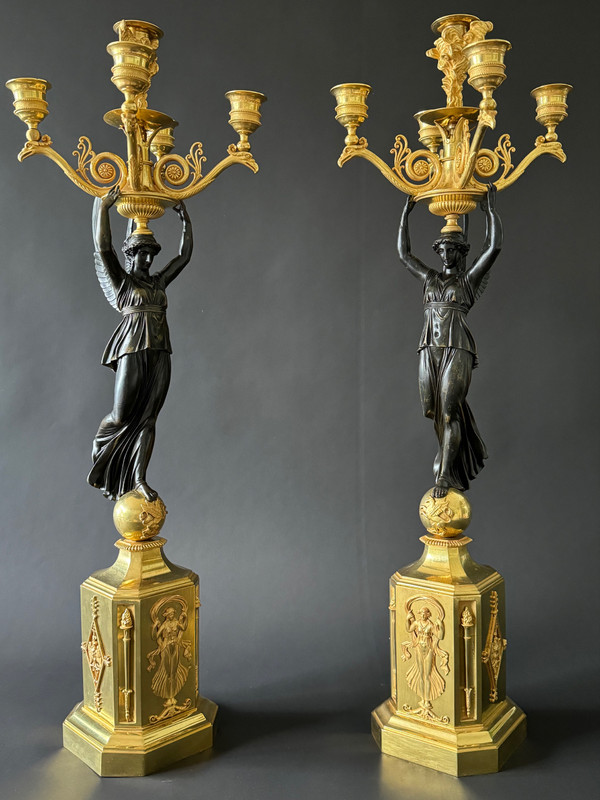 P.P.Thomire, grande paire de candélabres d'époque Empire. 
