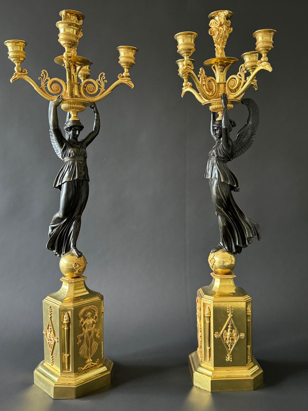 P.P.Thomire, grande paire de candélabres d'époque Empire. 