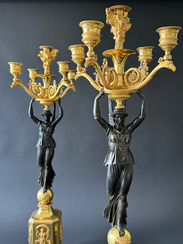 P.P.Thomire, grande paire de candélabres d'époque Empire. 