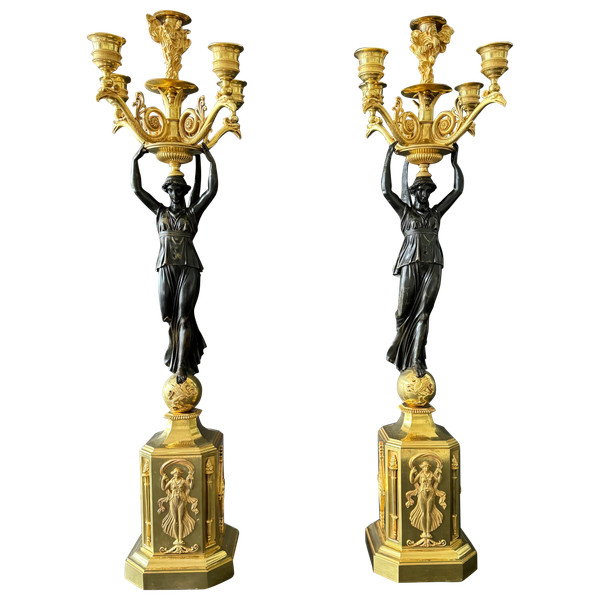 P.P.Thomire, grande paire de candélabres d'époque Empire. 