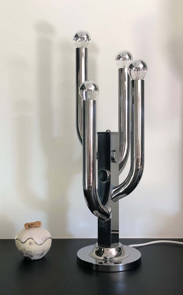 Verchromte Wohnzimmerlampe "Cactus", Italien 70er Jahre