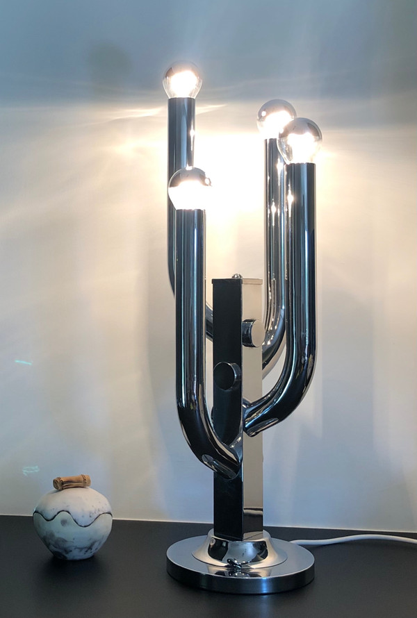 Verchromte Wohnzimmerlampe "Cactus", Italien 70er Jahre