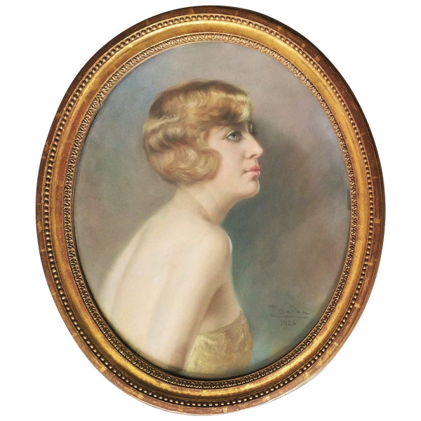 Portrait Of A Lady Pastel By Enrique Dorda Y Rodriguez Spanish Painter Art Deco 