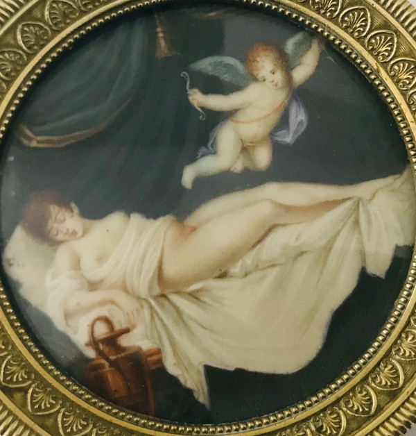 Miniatur Mythologie Allegorie der Liebe Eros Amor Psyche