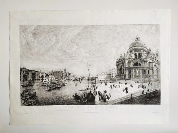 Venice View Of The Della Salute Church Engraving Etching 19th Century Old Print