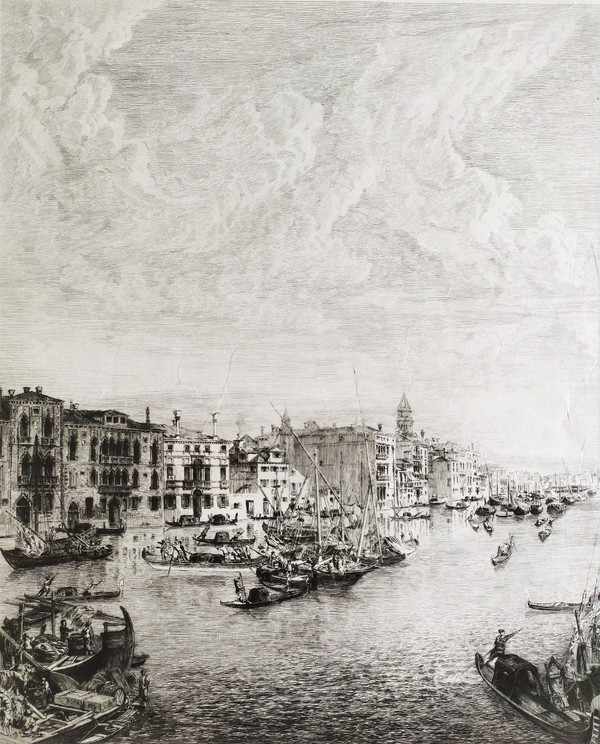 Venice View Of The Della Salute Church Engraving Etching 19th Century Old Print