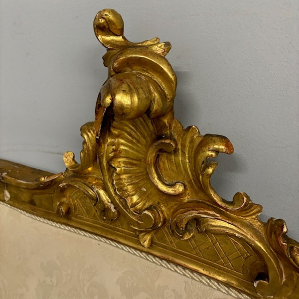 Tête de lit ancienne Louis Philippe 1840 à feuilles d'or. Dimensions L 192 H 98