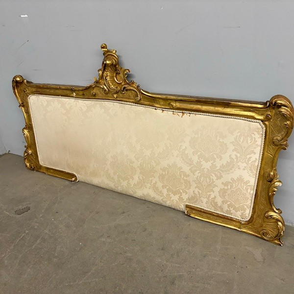 Tête de lit ancienne Louis Philippe 1840 à feuilles d'or. Dimensions L 192 H 98